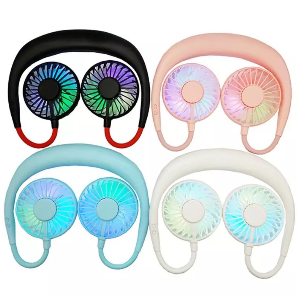 Wearable Neck Fan With RGB Lights And Folding Handheld Design, USB Rechargeable Portable Mini Fan For Kitchen, Cooking, Travel And Outdoor Use