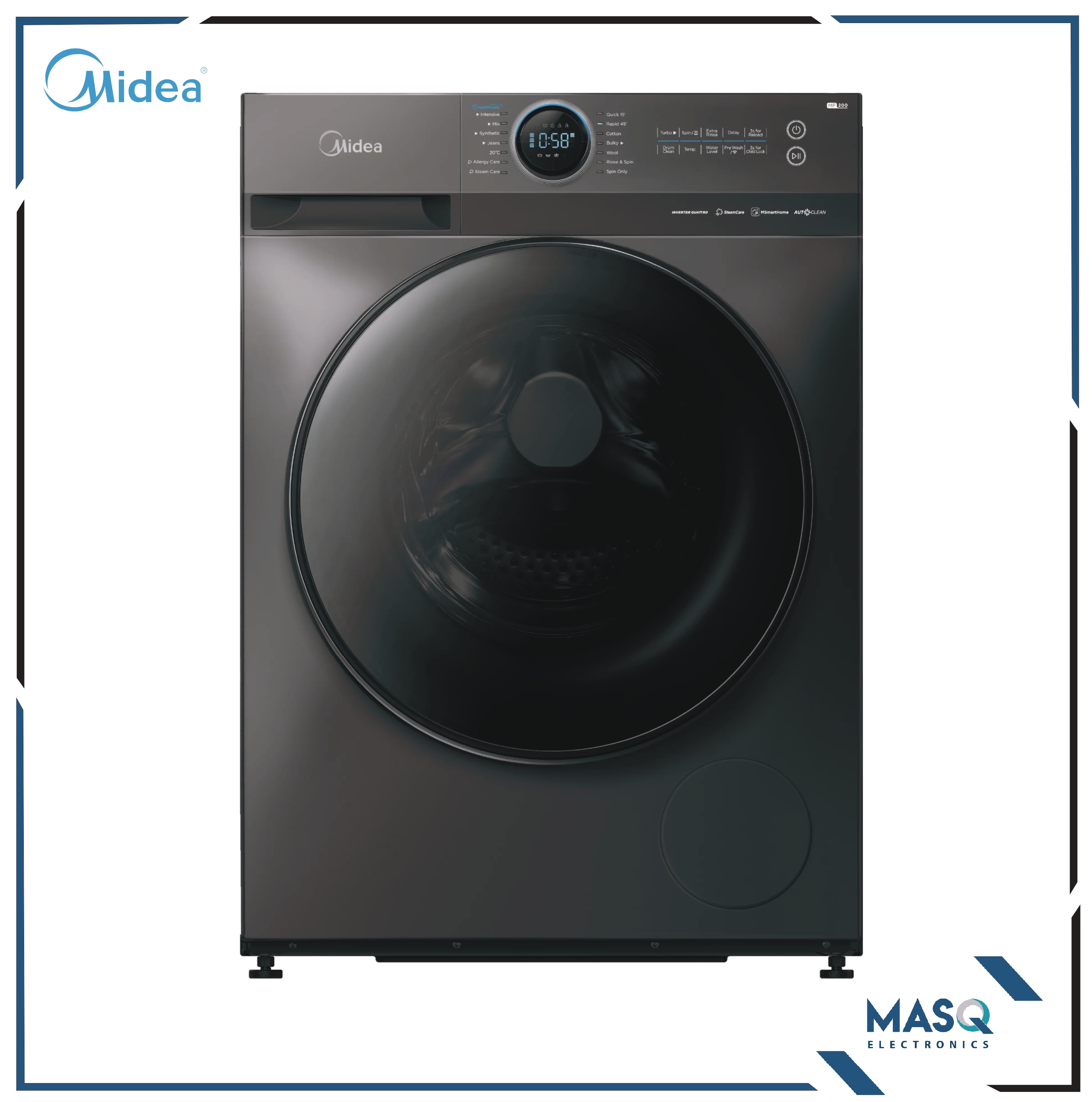 Midea 12KG/8KG Combo Washer and Dryer MF200-D120-G-PK FRONT LOAD WASHING MACHINE 12W/8D KG GREY