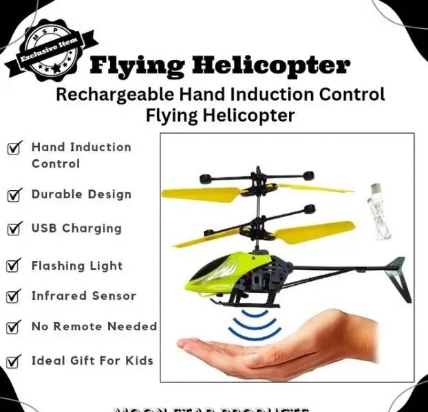 Hand Sensor Flying Helicopter Toy with USB Charging - IR Control Kids Mini Aircraft with LED Lights - Indoor Flying Toys for Boys Girls - No Remote Control Helicopter - Age 8+ Beginner Friendly Gift