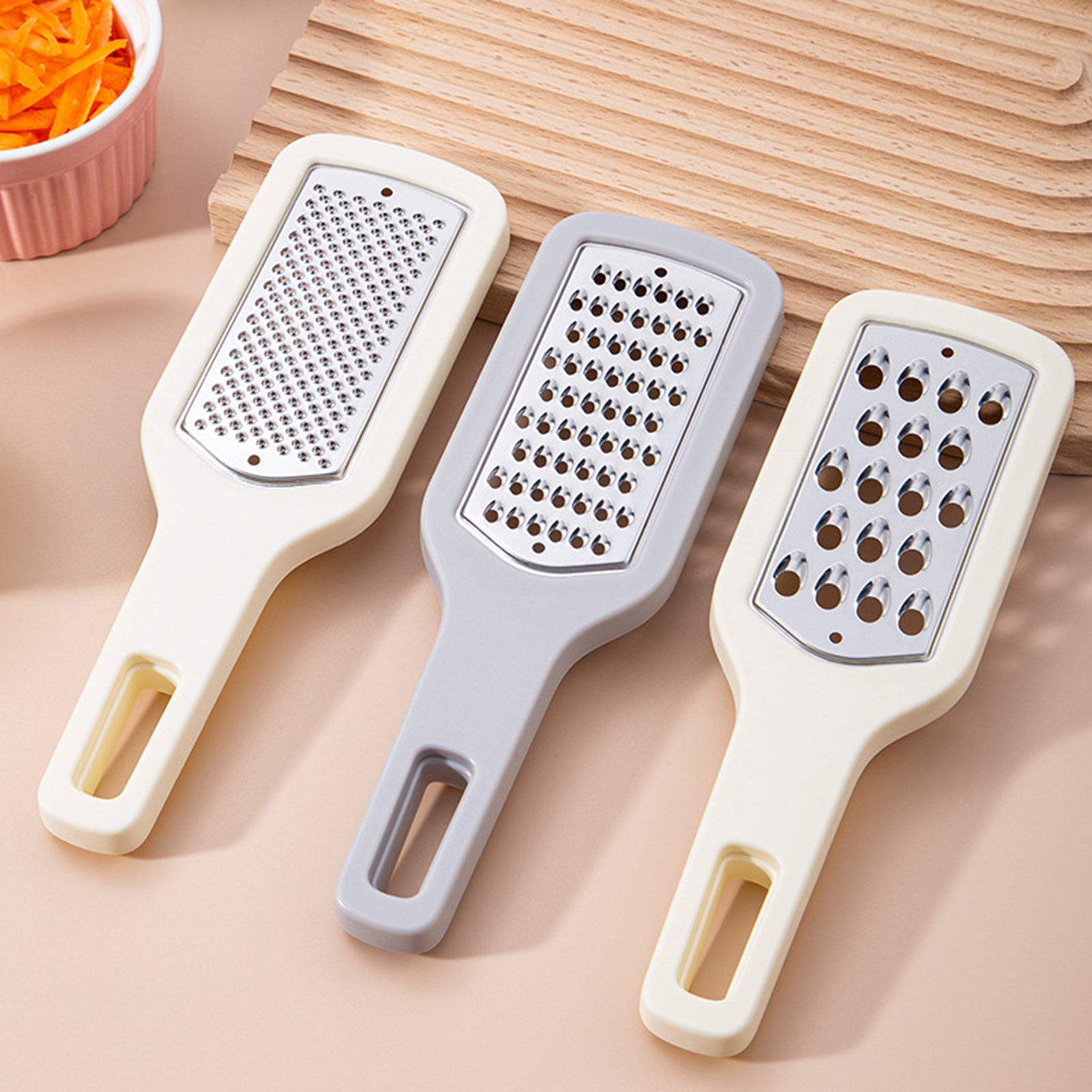 Potato Shredder Ergonomic Handle Portable Manual Fruit Carrot Cheese Butter Grater (Set Of 3)