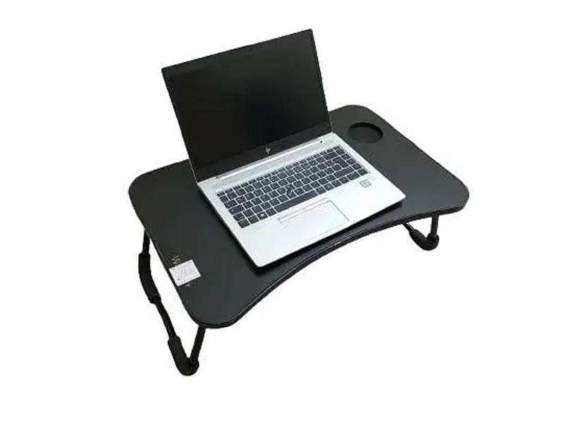 Wooden Gaming Laptop Table  And Simple Dormitory Bed Desk Folding Laptop stand Ergonrawing Notebook Reomic Portable Dading Food Breakfast Serving With Inbuild Tablet And Cup Holder Slots Couch Black Brown