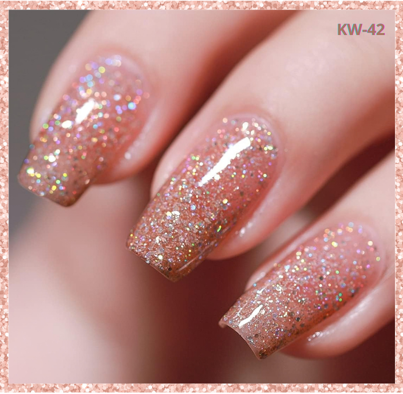 KWEEN Peachy Glitter Soak off Gel Nail Polish Long lasting, Full Coverage Gorgeous Color Soak off UV LED gel nail paint