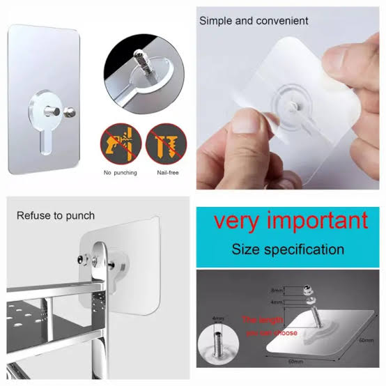 Pack Of 2/5/10 Wall Mounted Self Adhesive Transparent Screw Hook Heavy Duty Drill & Nail Free Sticky Suction Cup Wall Hanging Hooks Transparent Punch Free No Scratch Strong Ceiling Hanger Hook Sticker