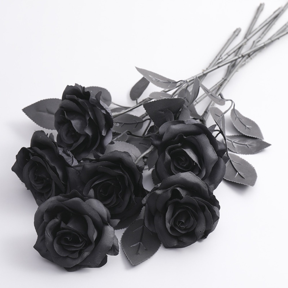 Flower Arrangements Pure Black Artificial Black Rose Flowers Silk ...