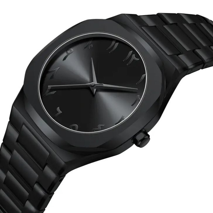 Black Arabic Aura Watch For Men – Elegant Design, Arabic Numerals, Premium Quartz Movement ✅