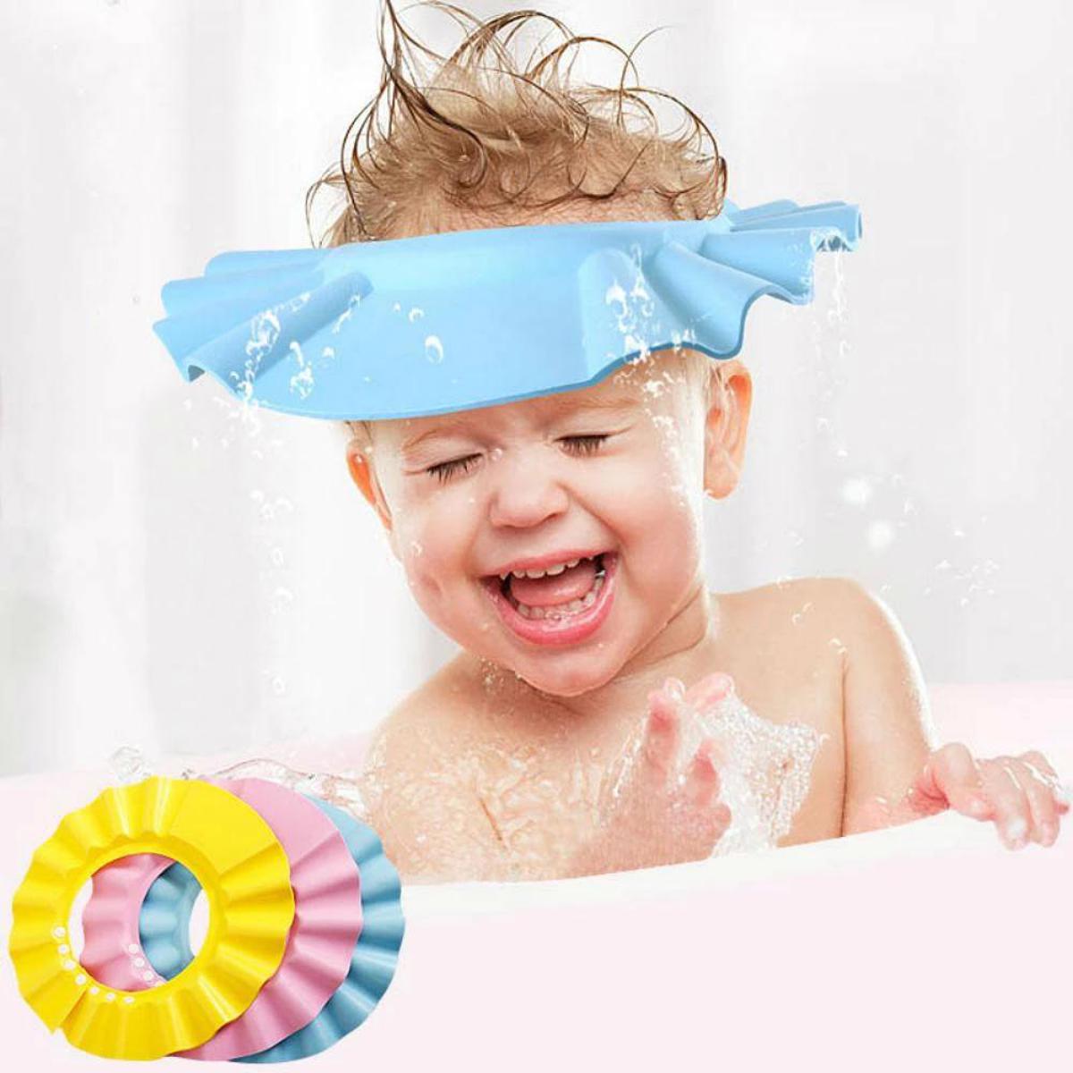 ADJUSTABLE BABY SHOWER CAP BABY KIDS CHILDREN BATH SHAMPOO SHIELDD HAT WASH HAIR