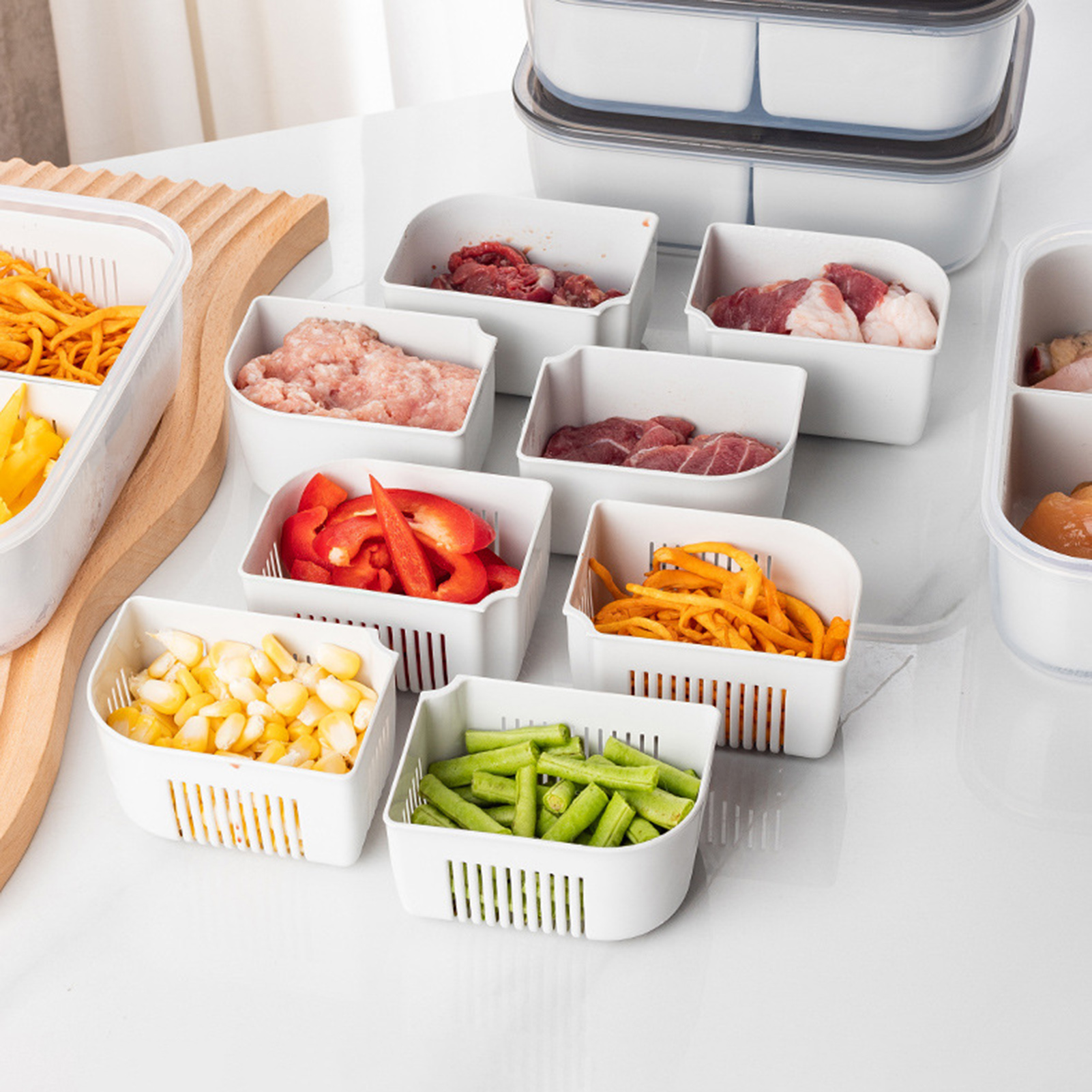 Drain Seal Box Stackable Food Crisper With Lid Multifunctional Refrigerator Organizer Versatile Snack Food Container