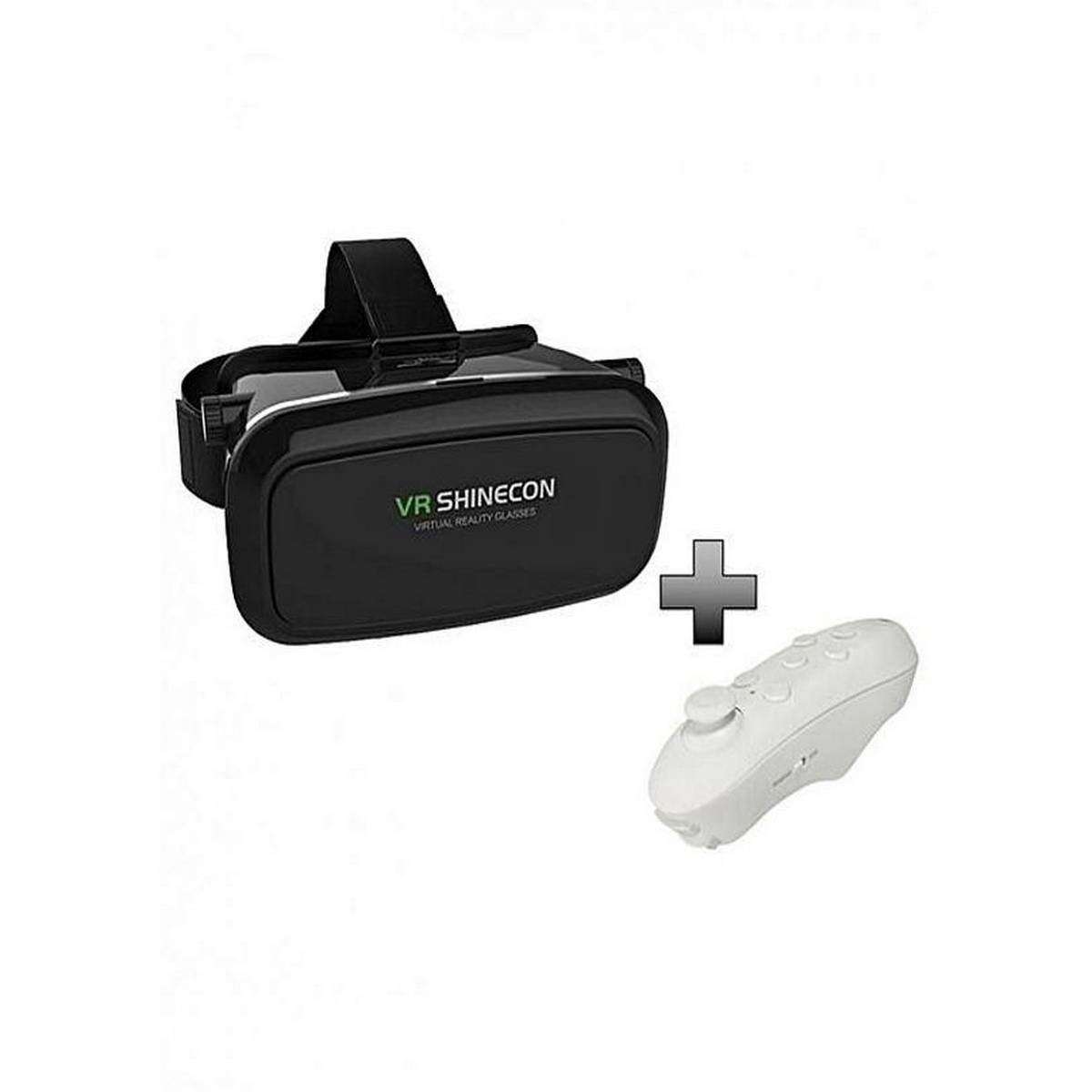 VR 4th Gen Glasses with Bluetooth Remote Joystick Black and White, Enhanced Virtual Reality Experience for Gaming and Media