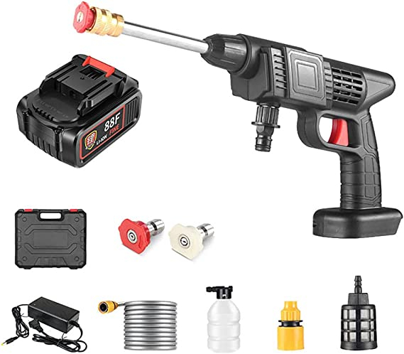 Powerful Portable Pressure Washer – 48V High Pressure Washer Gun with 1 Rechargeable Battery  Handheld Cordless Car Washer for Cars, Bikes, Floors, Solar Panels & Garden Cleaning
