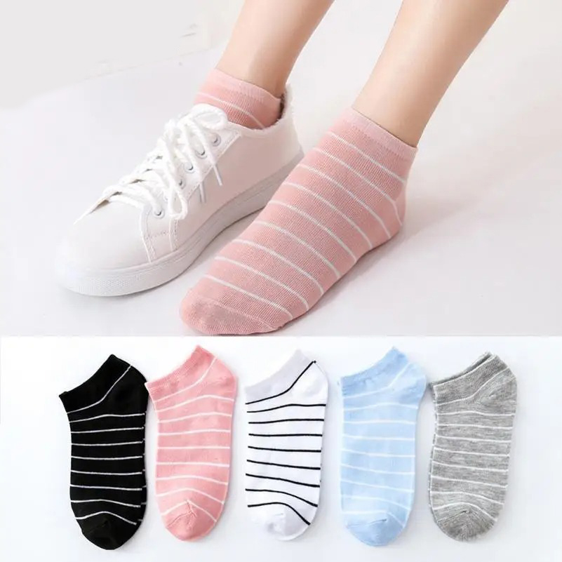 Women's Cotton Ankle Socks Pack of 5 Comfortable and Stretchable