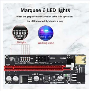 GPU PCIE Riser 1X to 16X PC Graphics Extension Powered Riser Adapter Card for Computer with USB 3.0 Cable & 6 PIN Power Cable for GPU Mining External Image Card Expension pcie slot (G Store) GPU riser for PC computer