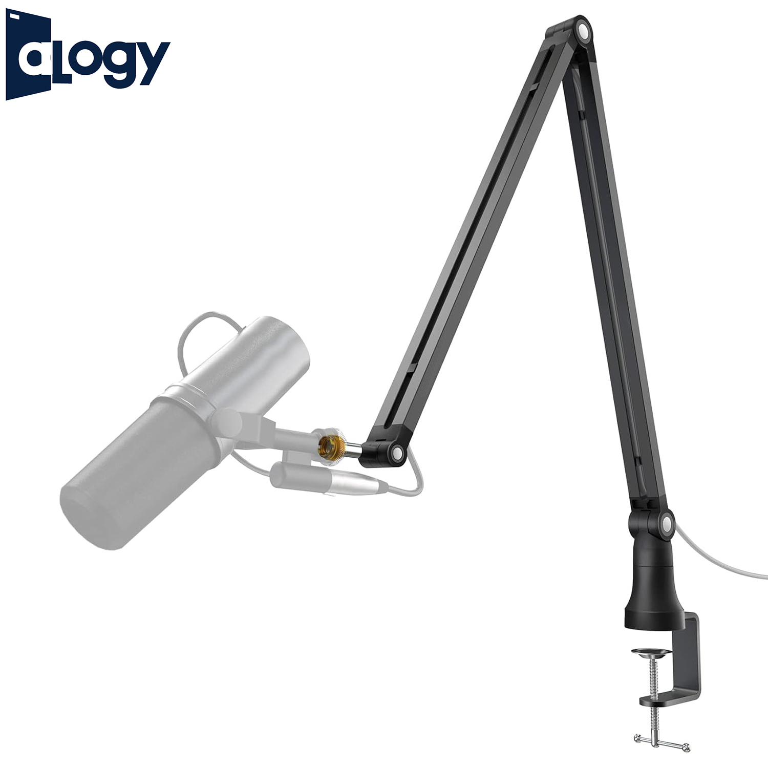 Alogy Boom ArmStand, 360° Rotatable Microphone Stand with Desk Mount, Foldable Desk Mic Arm with 3/8'' to 5/8'' Screw Adapter, Microphone Arm for Live Streaming, Gaming, Podcasting, Radio