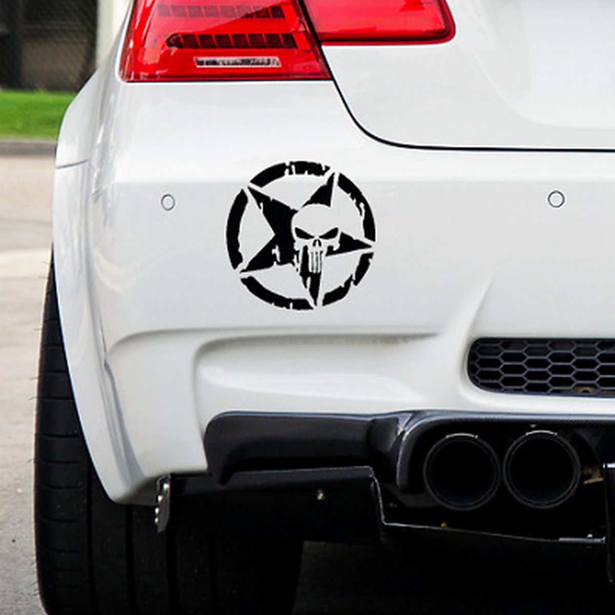 Auto Punisher Star Skull Head Pentagram(Black) Car Sticker,Car Accessories,  Stickers For Car