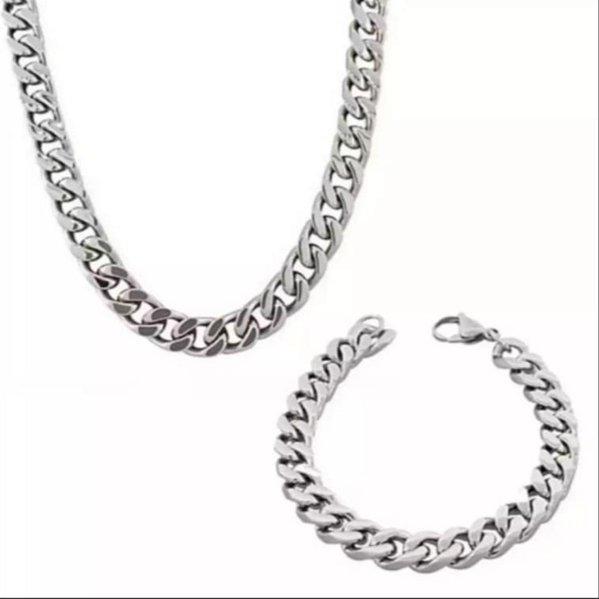 100% Pair Of 2 Pure Silver Neck Chain With Free Bracelet For Girl & Boys