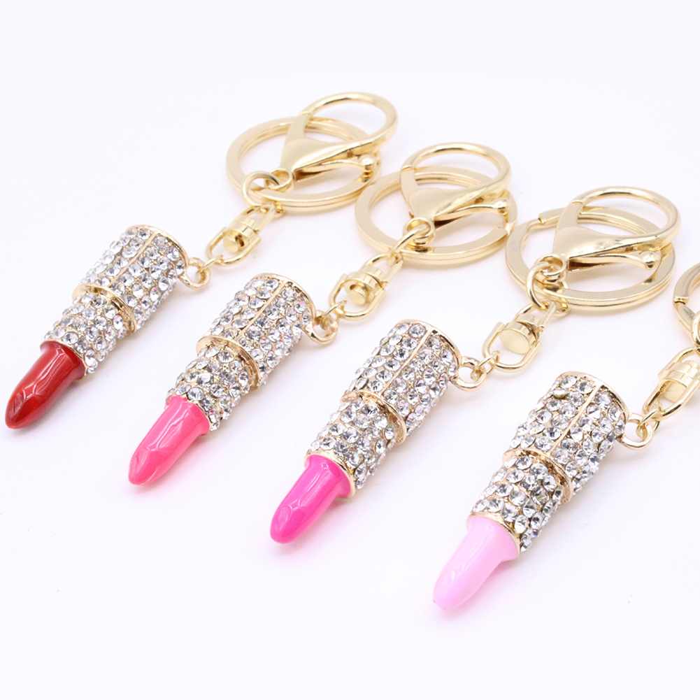 Bling Crystal Rhinestone Lipstick Keychain - 31720ROM-G