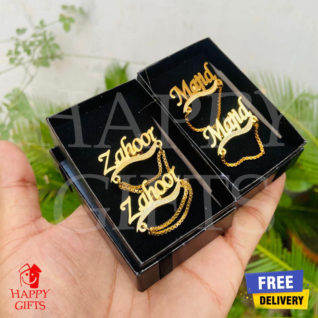 Customize Name Cufflinks, Customize Name Studs, Personalized Name Cufflinks, Cufflinks For Men with Name With Box Packing