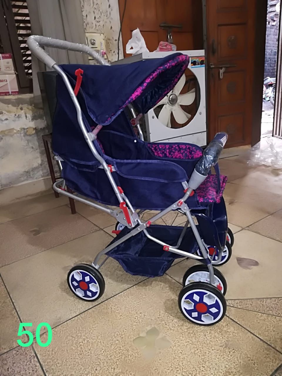 Alloy Foldable Baby Stroller Pram For Newborn  Blue/Red color with  6 Big Tyres
