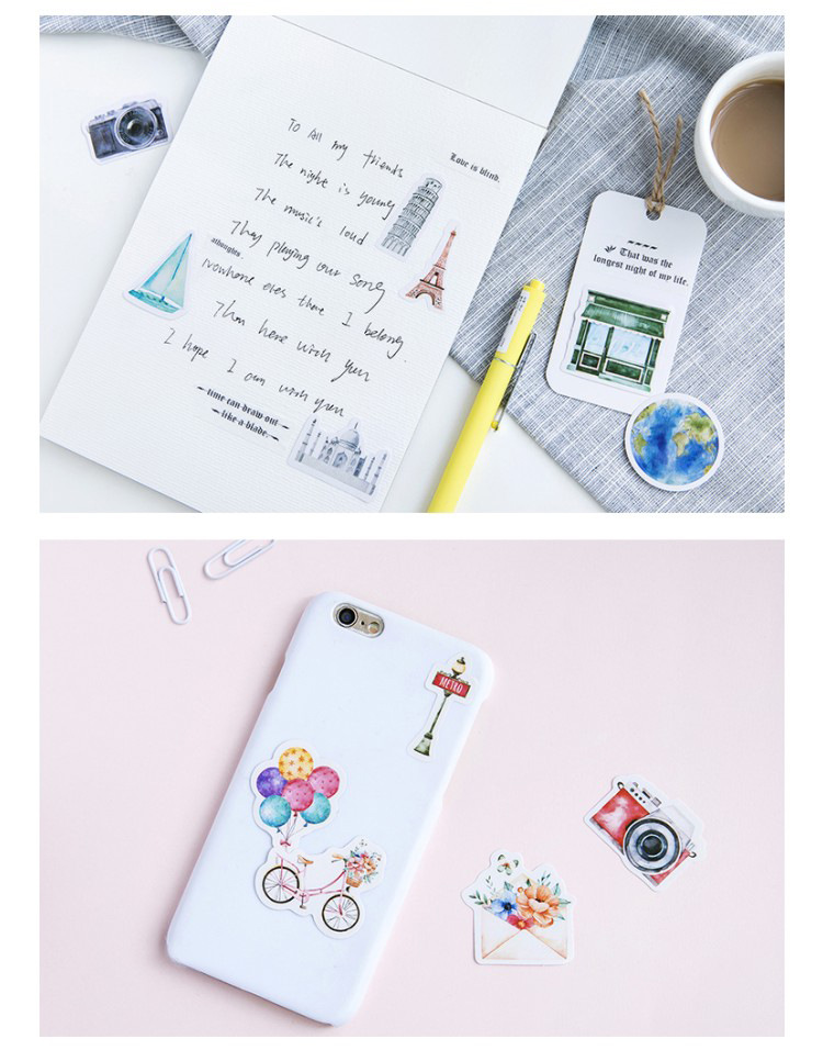 46 Pcs /Pack Travel Alone Mini Paper Sticker Decoration DIY Album Diary  Scrapbooking Label Sticker Kawaii