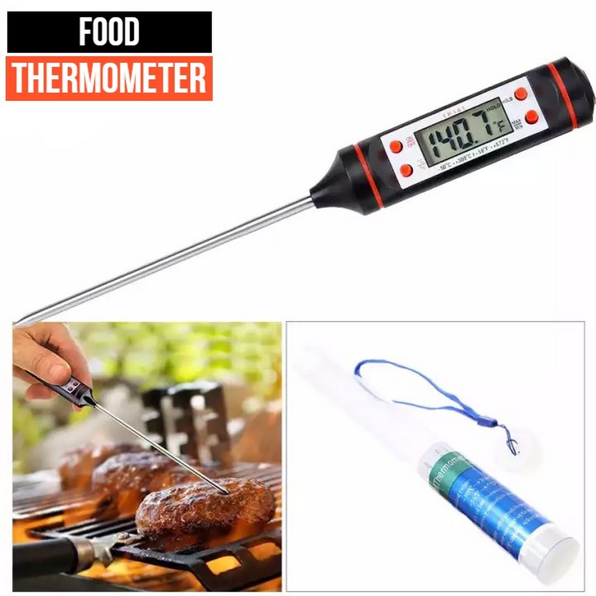 Th Thermometer Instant Read Digital Cooking Candy Bbq Grill Clock