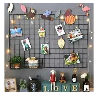 Metal Mesh Grid Panel Wall Decor - Multi-Function Organizer for Home Display