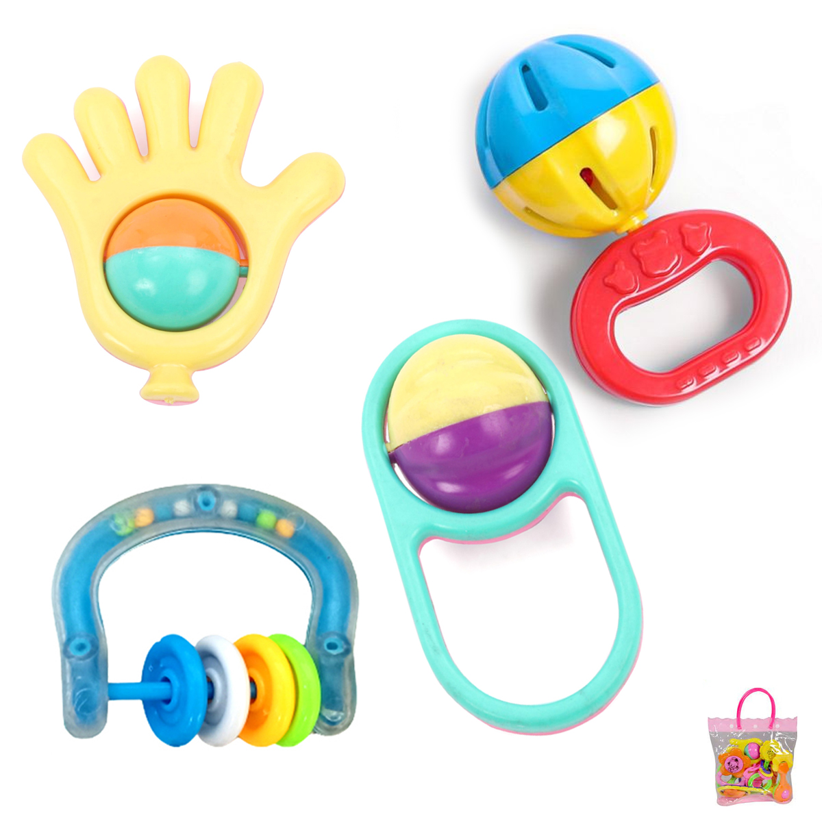 4 Pcs - Baby Rattle Toy - Baby Hand Holding Rattles Toys - Babies Newborn Series - Sweet Gift - For Kids Boys and Girls