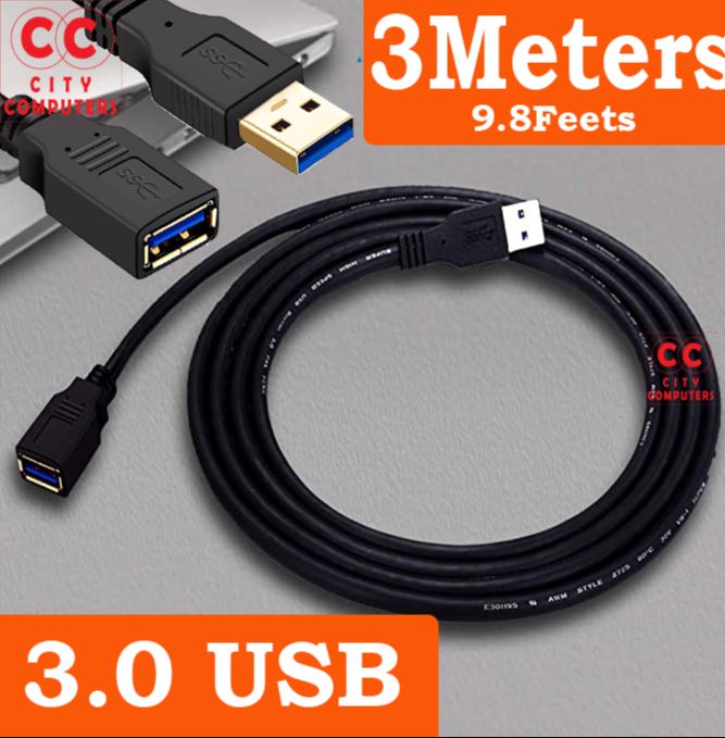 USB 3.0 Extension Cable3METERS 9.8FT, SuperSpeed USB3.0 Extender Cord A Male to A Female for Paystation, Xbox, Hard Drive, USB Flash Drive, Mouse,Keyboard, Card Reader, etc(Black) (9.8FT)