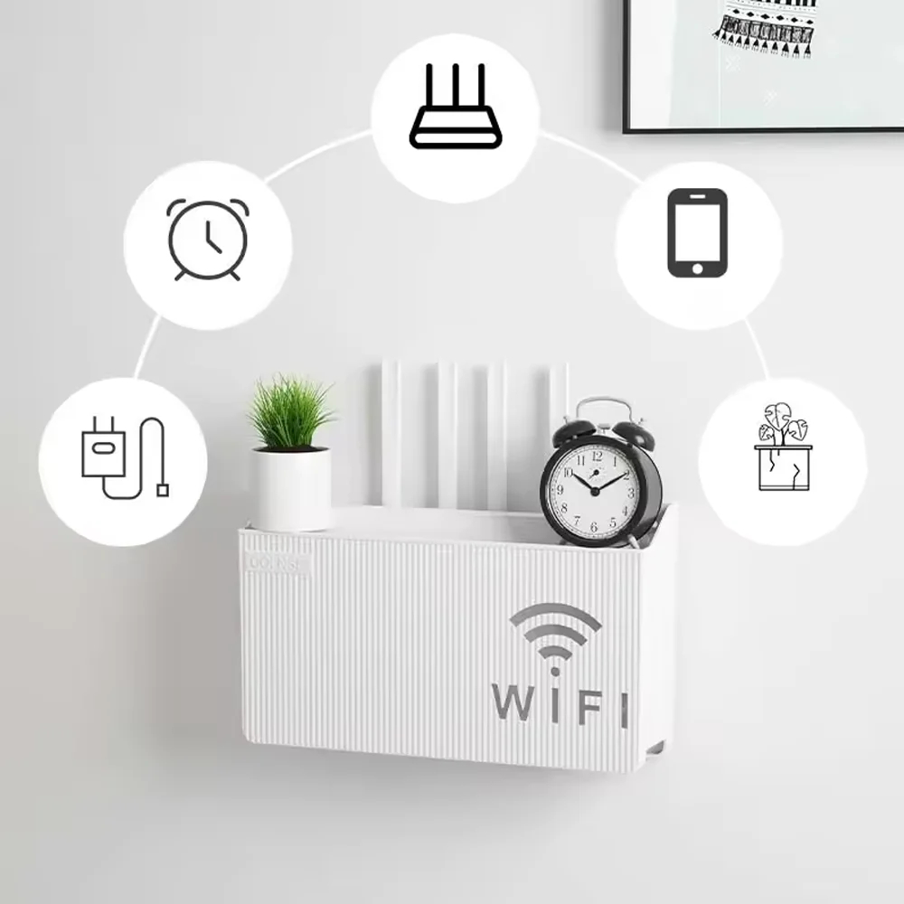 1pc Wall Mounted Wireless Wifi Router Shelf ABS Storage Box Router Shelf Cable Power Supply Holder Organizer Box for Living Room
