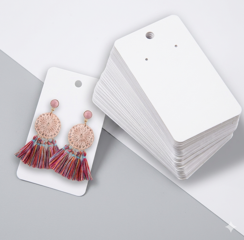 White Earring Display Cards – Premium Cards Hanging Tags for Jewelry Packaging