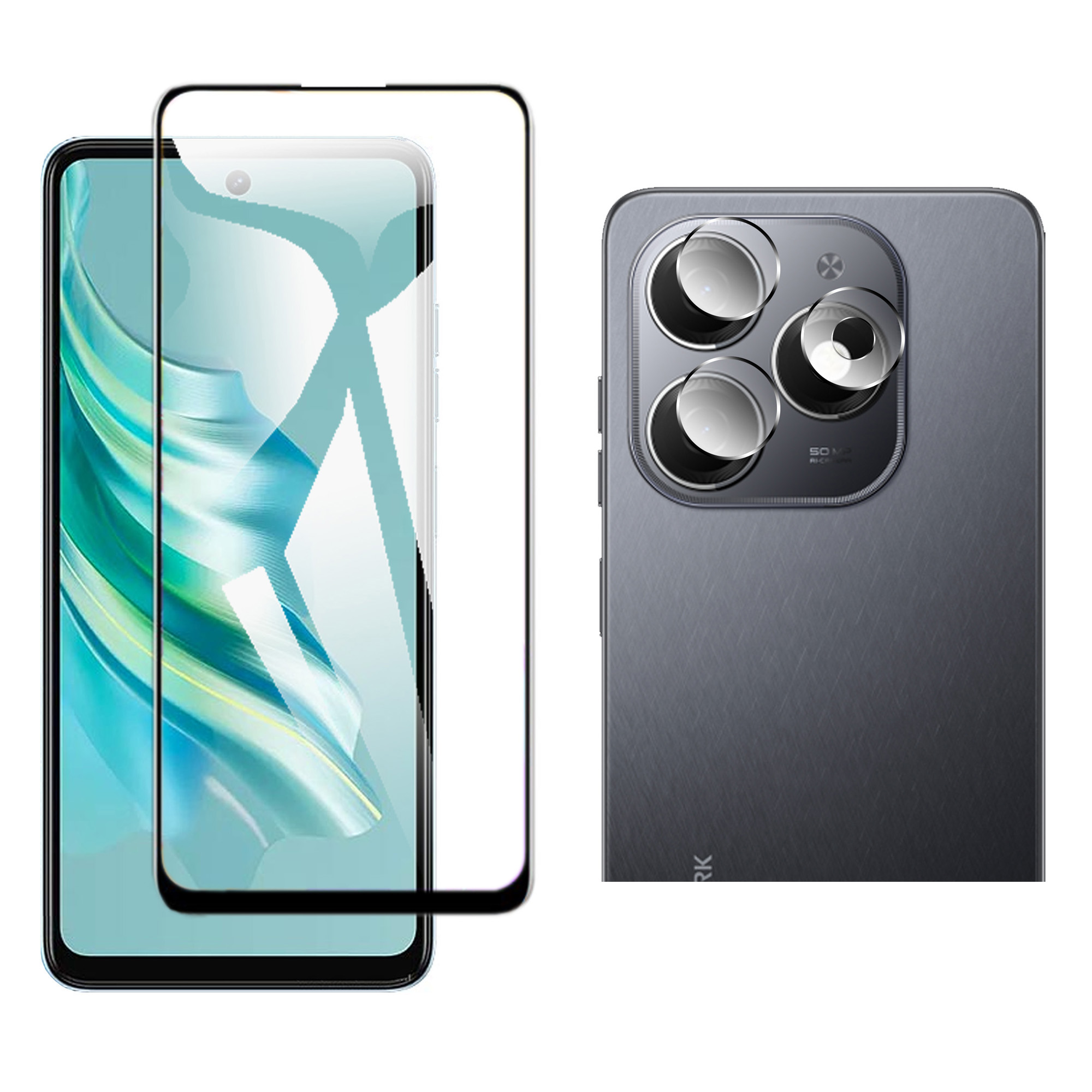 Tecno Spark 20 Glass Protector 5D10D11D21D9D Glass Full Coverage + Camera Protection For