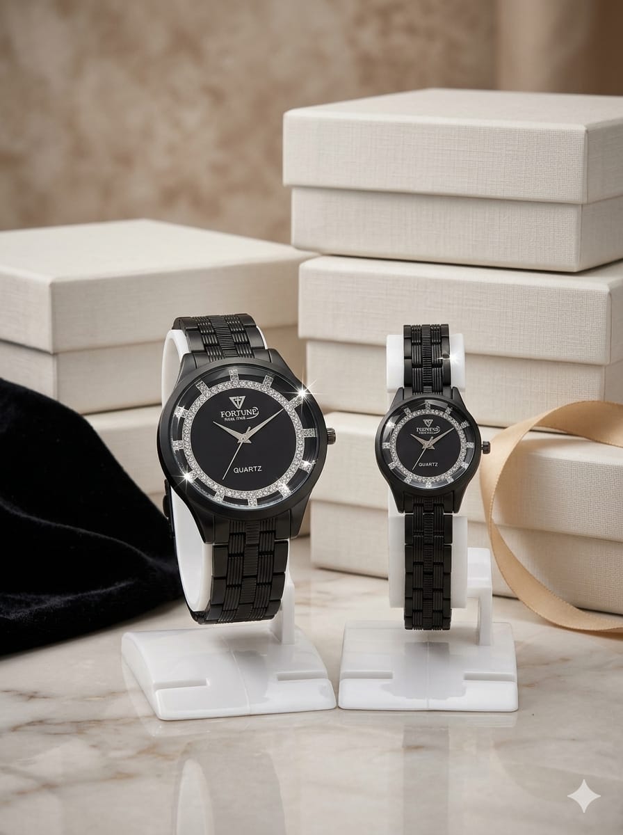 Couple Watches Set for Lovers 2 Pcs Two Tone Quartz Wristwatches for Men And Women