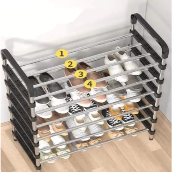 Shoe Rack Organizer - Stainless Steel Shoe Rack - Fashion Shoe Rack - Shoe Storage 5 Tiers Heavyweight Shoe Stand Rack Accessories Rack for Home and Office Durable Non Breakable Shoe Organizer Stainless Steel Layer Shoe Rack Easy Assembly