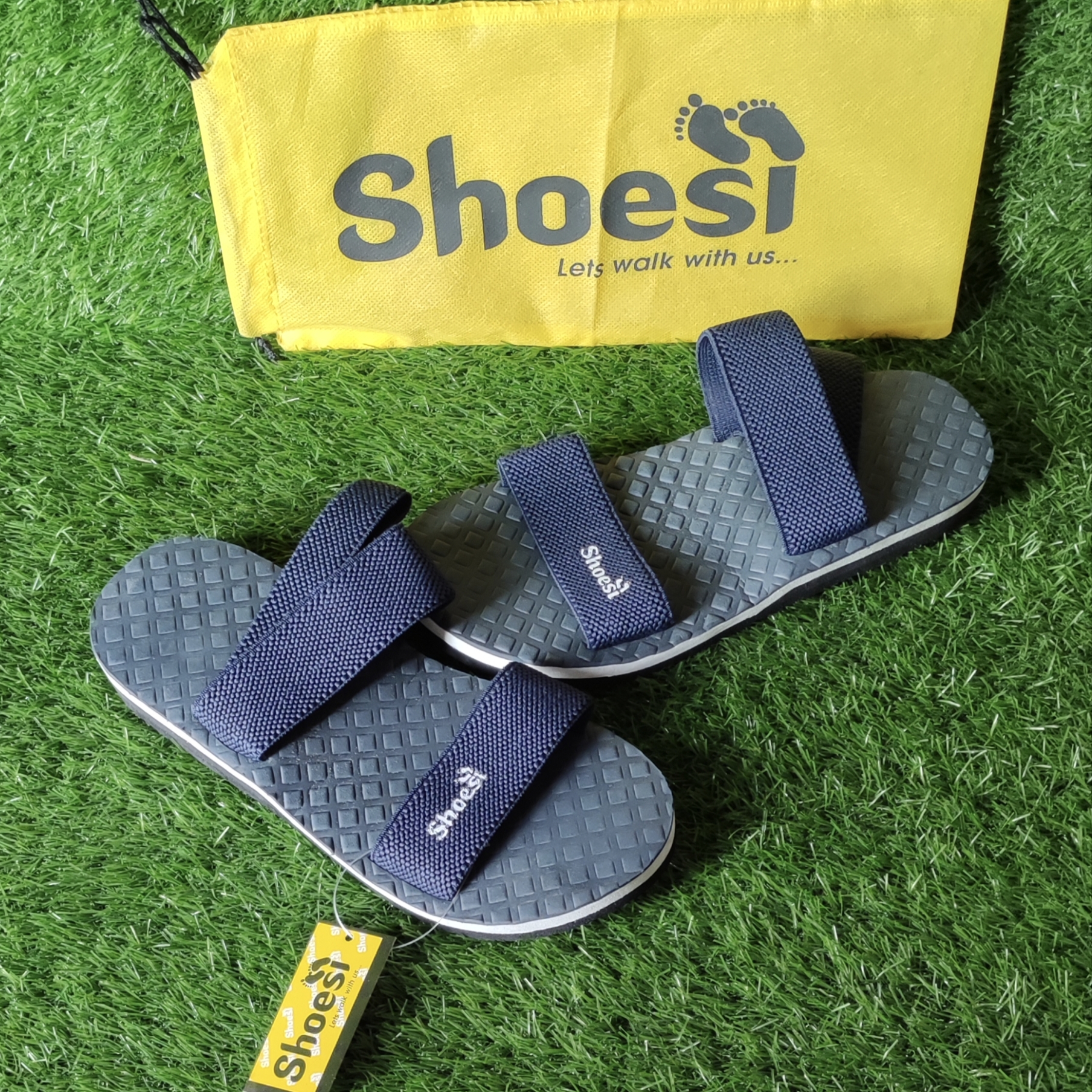 Attractive Dark Blue Cube Sandals For Men