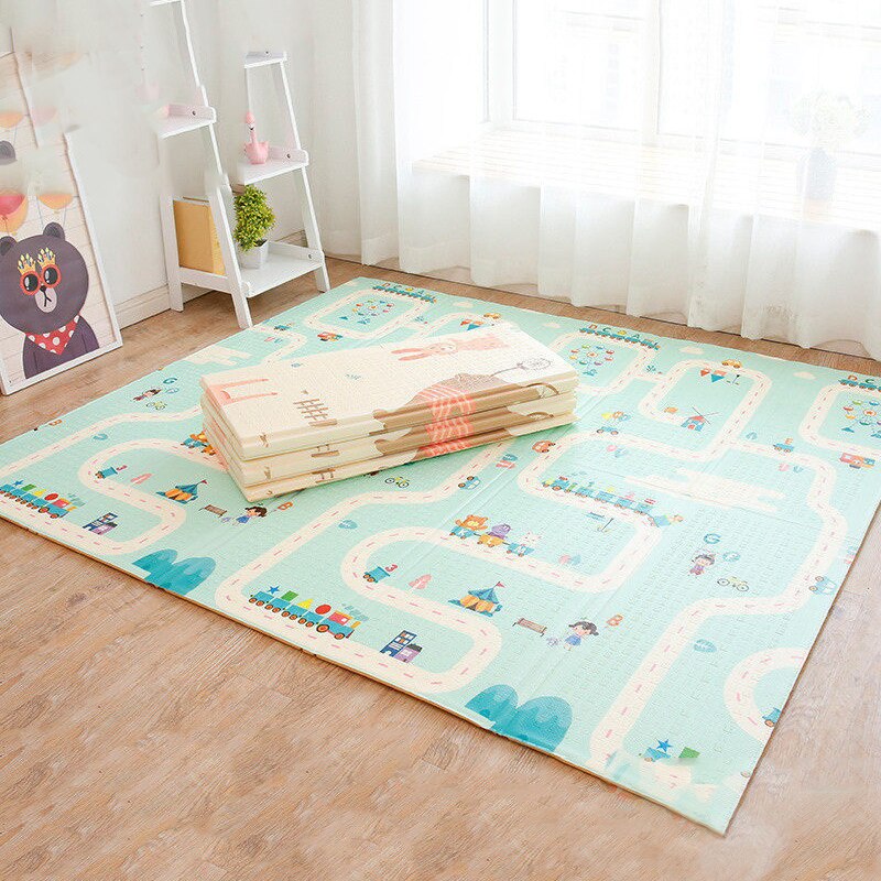 folding play mat for babies 6ft x 5ft-10mm(180*150cm) Double Sided baby crawling play mat with easily foldable soft foam floor playmats for infants, toddlers & kids large room childern Rug with Random Multi Design