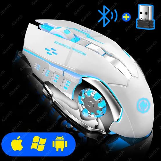 PRO WIRELESS GAMING MOUSE 6D 2.4GHZ+BLUETOOH DUAL MODE RGB RECHARGEABLE LONG BATTERY TIMING