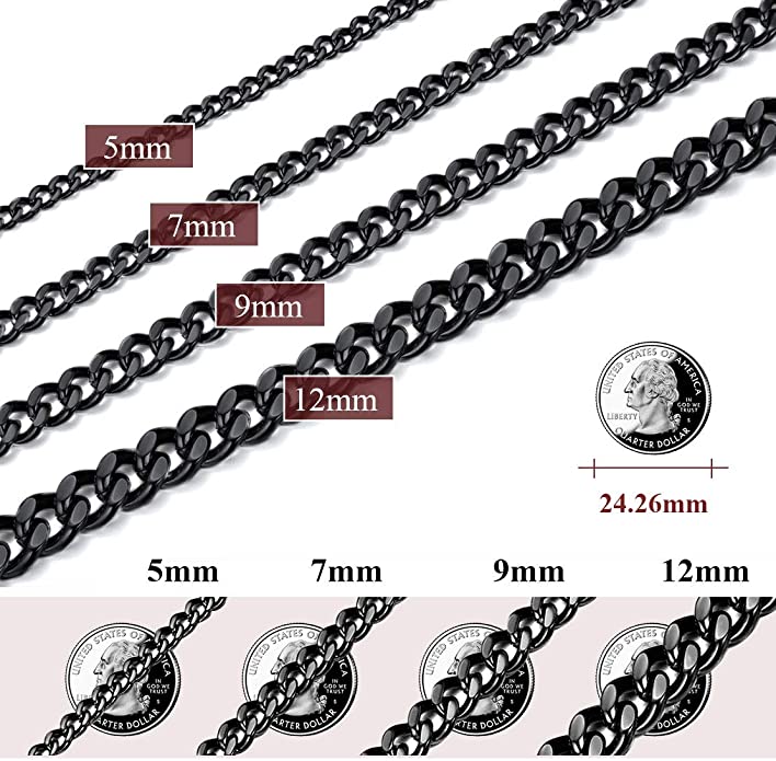 Black Chain 9MM New Arrival Black Big Steel Chain For Men & Woman