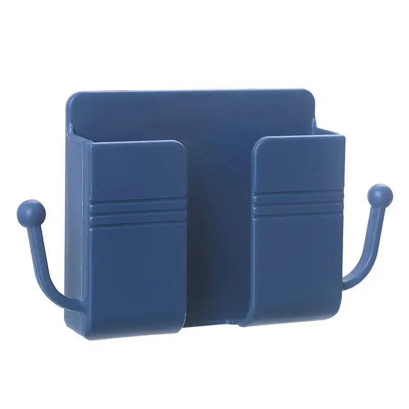 Phone Accessories Wall Mount Adhesive Mobile Phone Wall Charger Holder and Remote Control Stand Multipurpose Storage Box