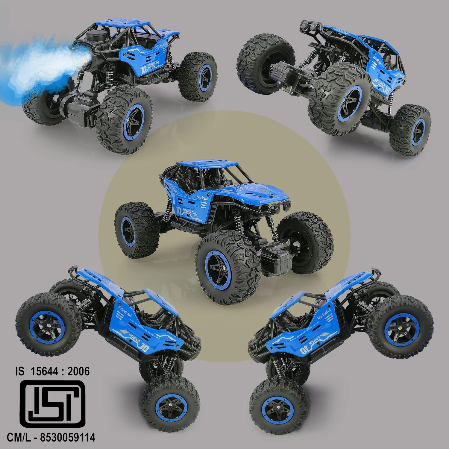 Smoke Rock Crawler Electric RC Car - Alloy Off-Road Remote Control Monster Truck with Booster Spray, Rechargeable Battery, 4WD, Gun Controller, High-Speed Drift Stunt Vehicle for Kids & Adults