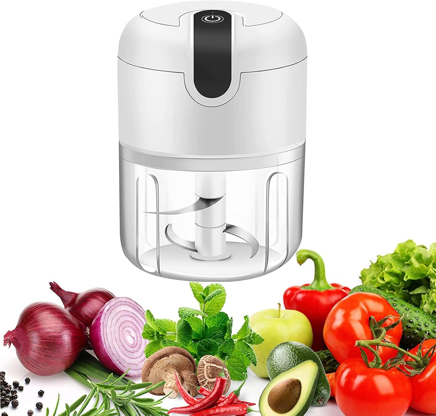 Mini Electric Food Chopper USB Rechargeable – Portable Hand Mixer Grinder for Onion, Garlic, Ginger, Meat & Vegetables – Wireless Powerful Blender 300ML