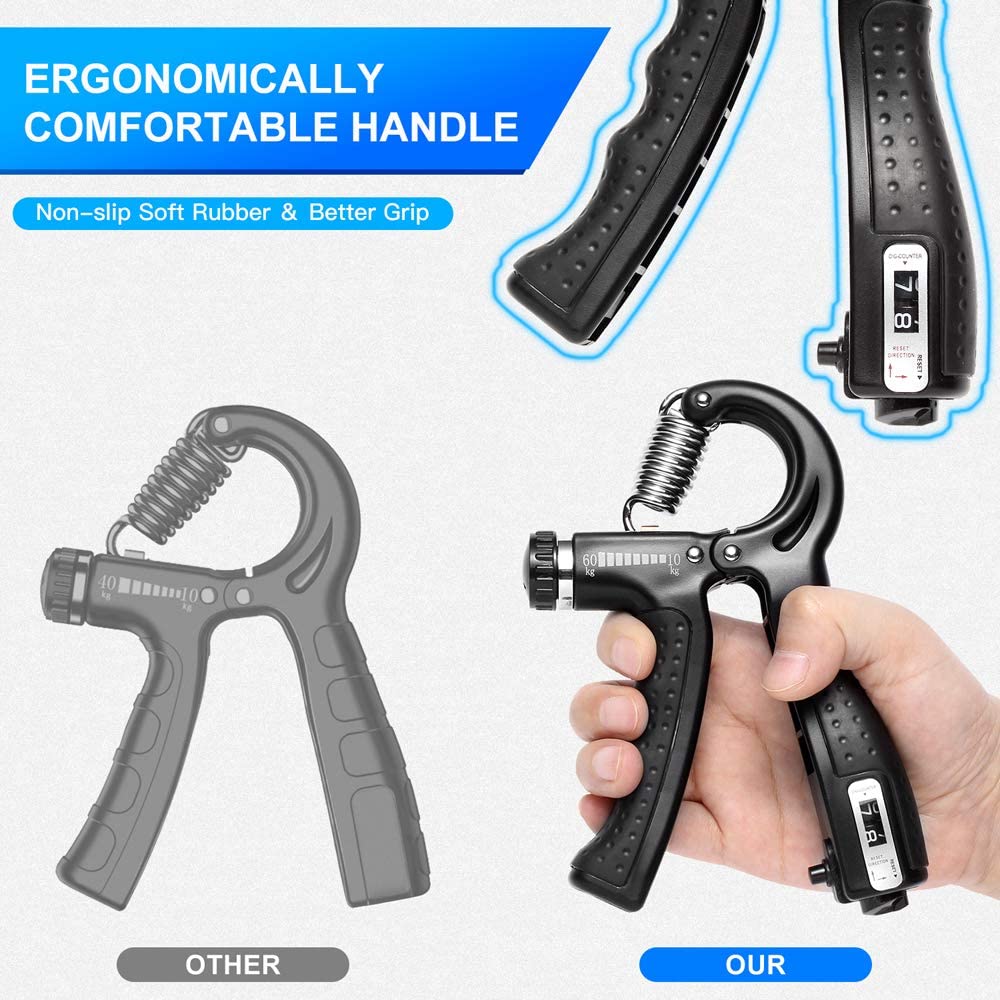 Histro Automatic Counting Hand Gripper Adjustable Resistance Automatic Counting Non-Slip Hand Grip Strength Trainer Fingers Wrist Forearm Exerciser Workout Gear Home Gym Exercise Equipment   Hand Gripper 5-60KG  Automatic  Non-Slip hand strengthen