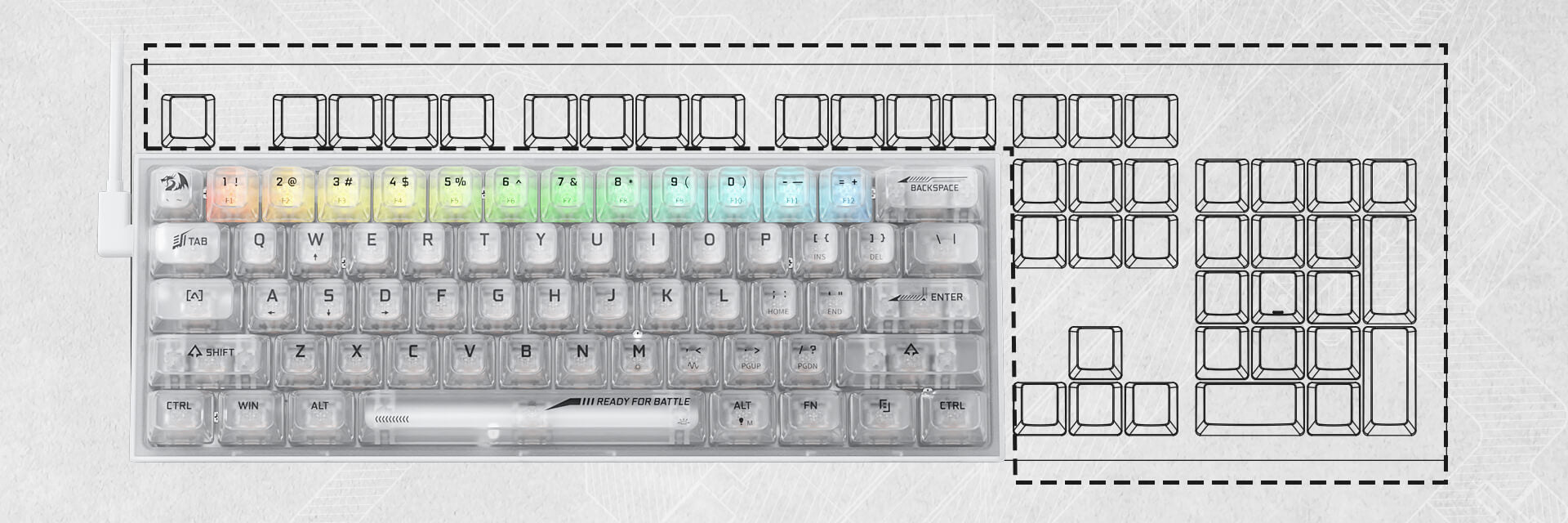 Redragon K617 RGB Full-Transparent Mechanical Gaming Keyboard White Wired 60% Custom Linear Switch 13 a6ed737bec9c6ae43503fcfb3018bc9e