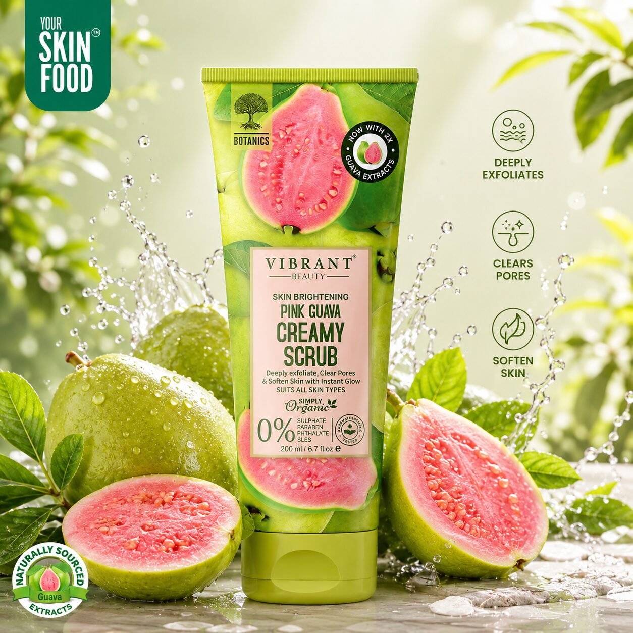 Vibrant Beauty Pink Guava Creamy Scrub | Facial Exfoliating Care | 200ml