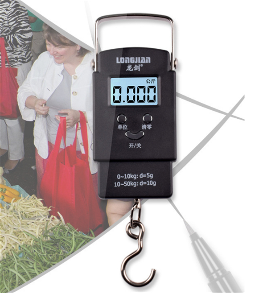 50KG/110LB 10g Electronic Portable Digital Scale Hanging Hook Fishing  Travel Luggage Weight Scale for Baggage Balance Steelyard