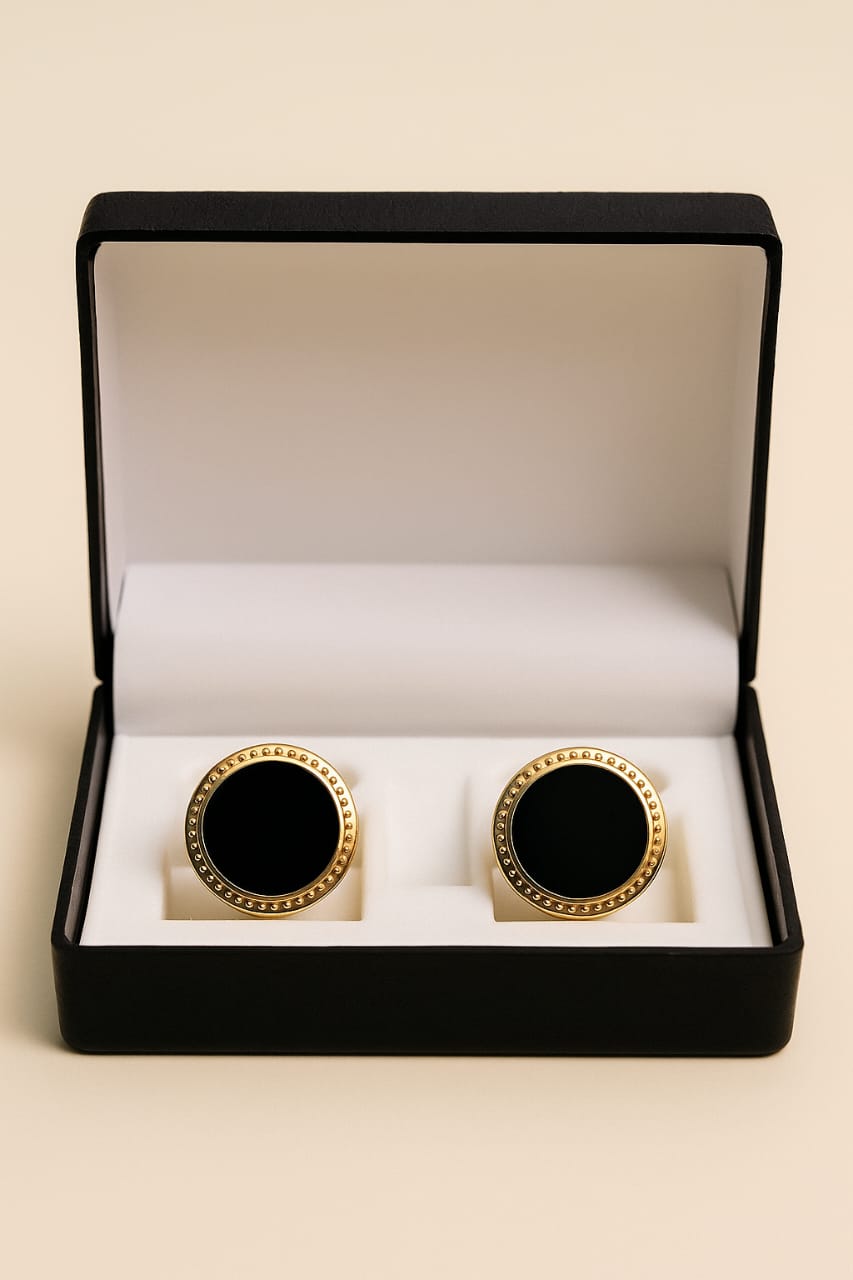 Cufflinks for Men | Golden color Studs for men | Formal look cufflinks for boys | Golden with black combination cufflinks for men