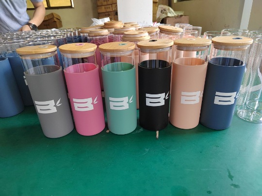 Creative Bamboo Cover Borosilicate Straw Glass Cup With Silicone Case Simple Milky Tea Cup Tumbler Plain