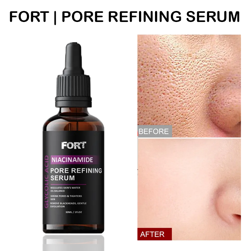 FORT PORE REFINING Serum Niacinamide & Glycolic Acid Serum for Glowing Skin  Dark Spot Correcting  Pore Refining Face Serum  Skin Whitening  Anti-Aging Glass Skin Care 30ml