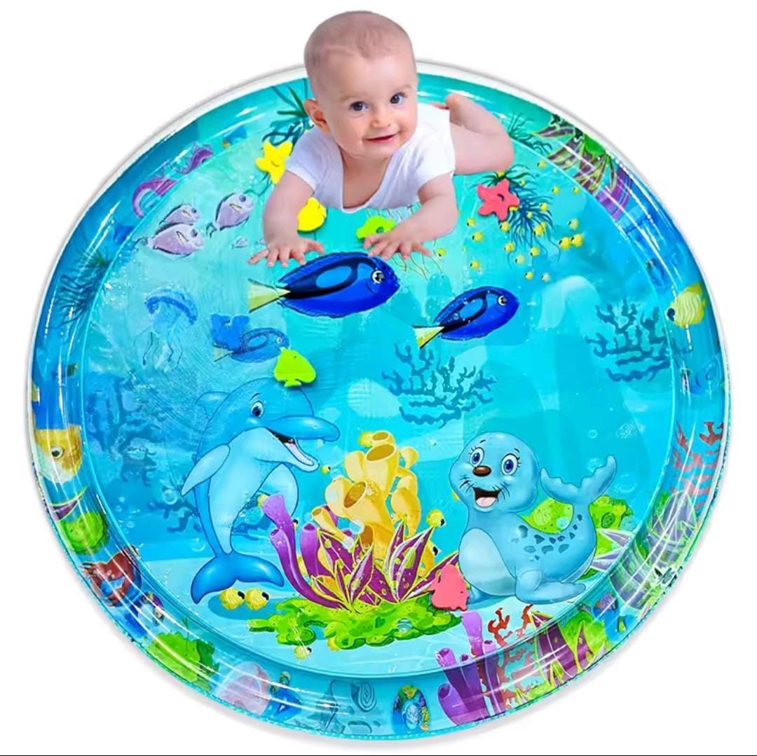 Buy premium quality baby water play mat for tummy time, safe and leak-proof inflatable water mat for infants, toddlers, early learning, sensory development, fun indoor activity, and comfortable baby playtime experience
