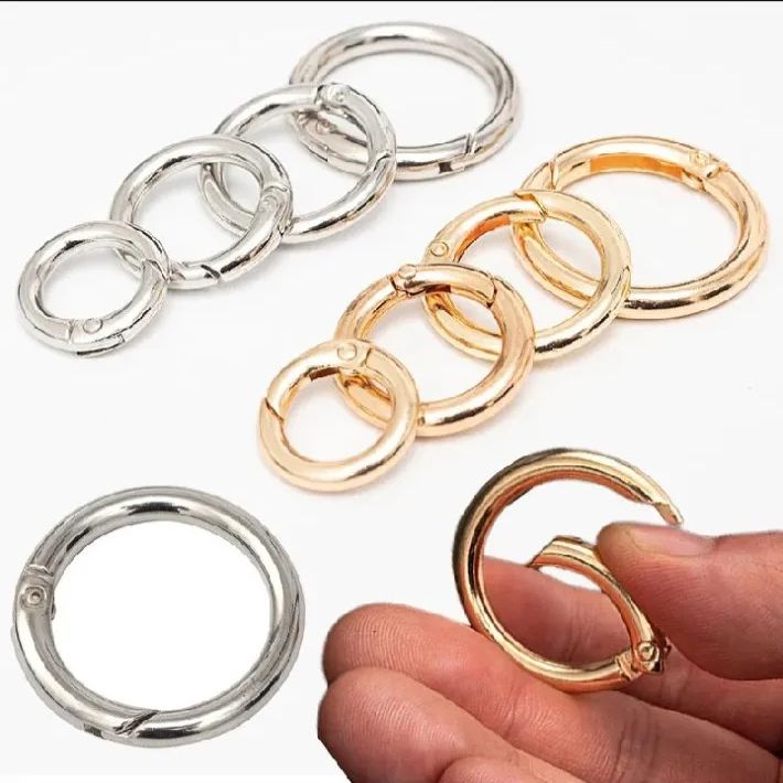 3/5/10Pcs Metal O Ring Spring Clasps (15mm/20mm/25mm) - Openable Round Keychain Carabiner Hooks for DIY Jewelry, Bag Charms & Accessories