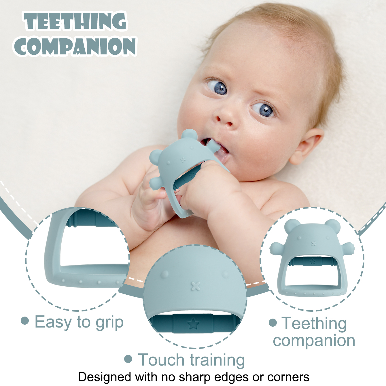 Baby Teething Toys for 3-6 6-12 Months, Food Grade Silicone Infant Teether Mitten, Baby Essentials Teething Relief, Newborn Essentials Chew Toys