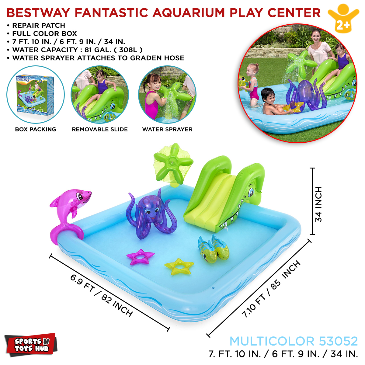 Bestway Kids Play Fantastic Aquarium Play Pool Inflatable Pool