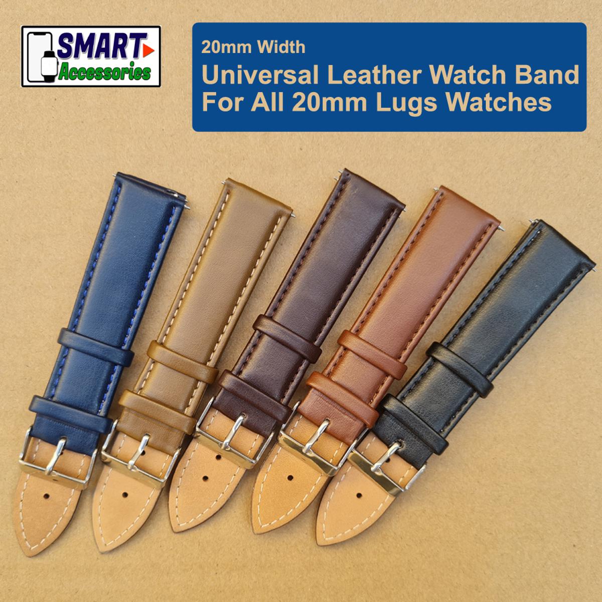20mm Width Universal Leather Watch Band Strap For Amazfit GTS, BIP